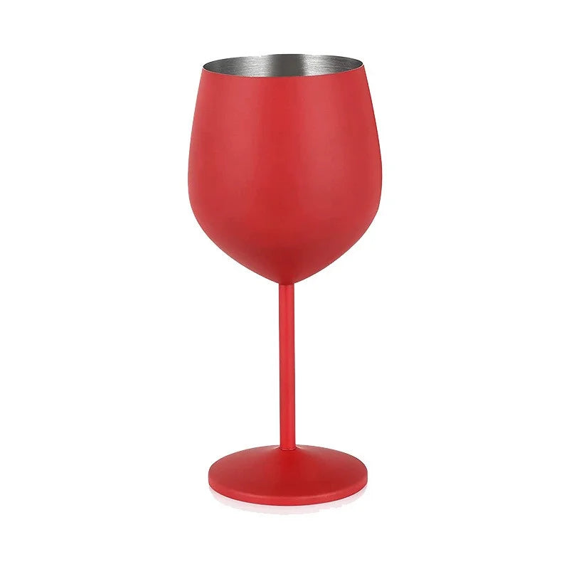 500ML Stainless Steel Red Wine Cocktail Glass Unbreakable Metal Tall Champagne Glass KTV Bar Goblet European style wine glass