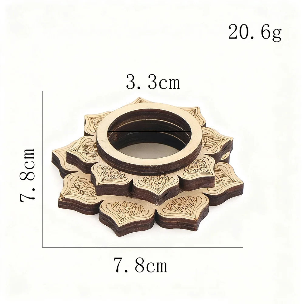 Wooden Lotus Zen Candle Holder and Aroma Diffuser Base with Crystal Display