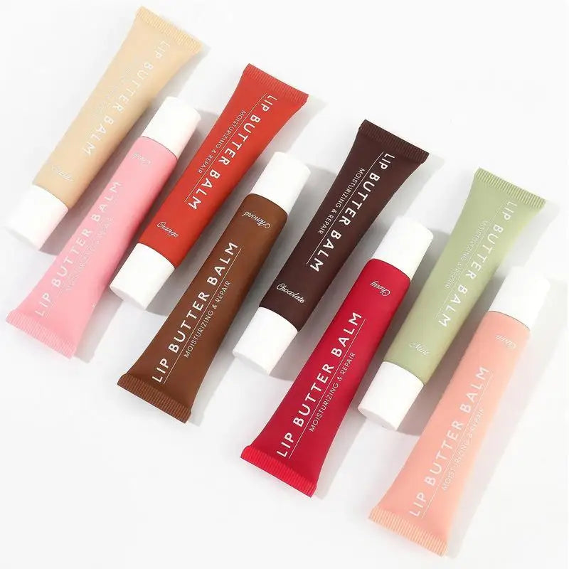 Crystal Lip Butter Balm - Moisturizing Jelly Oil Lipgloss with Brown Sugar Cherry Pink Tints