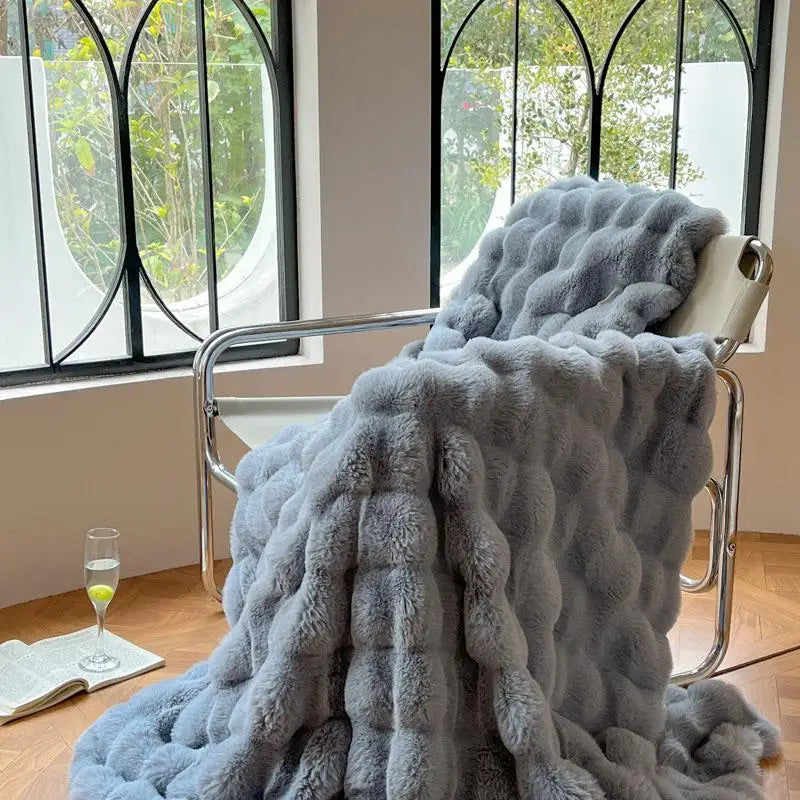 Luxury Faux Fur Rabbit Fur Thickened Blanket, Winter Soft Blanket Throw for Home Bed Sofa Cover 100X150cm 150X200cm 200X230cm