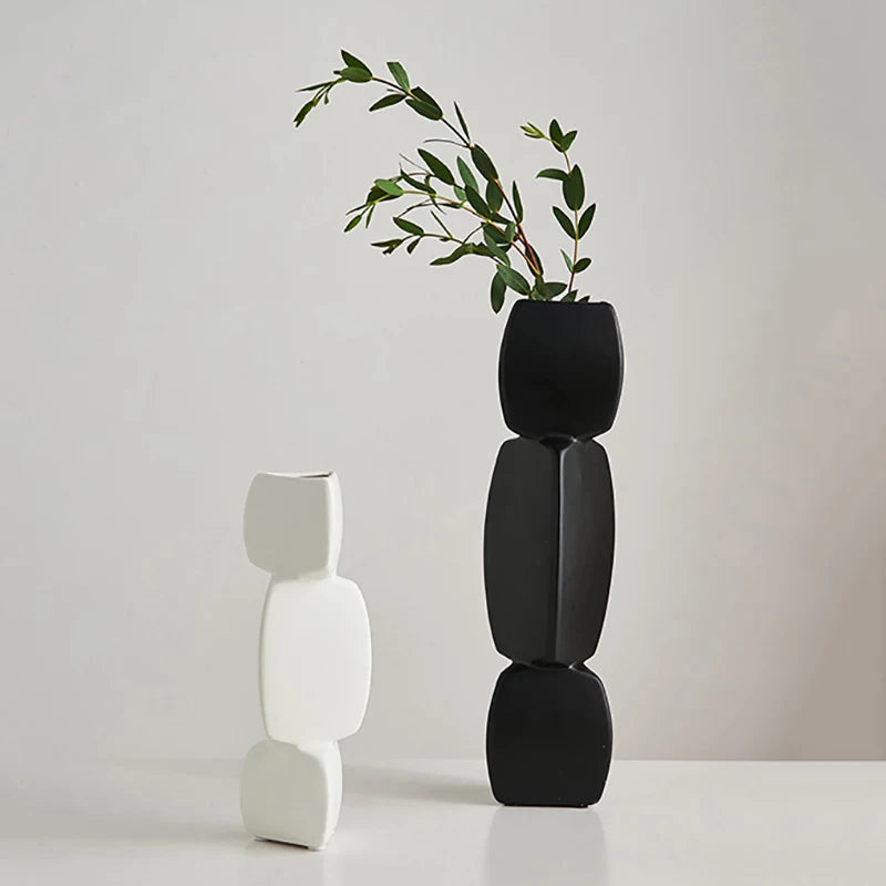 Modern Minimalist Black Vase - Nordic Style Home Decor Art Ornament for Living Room