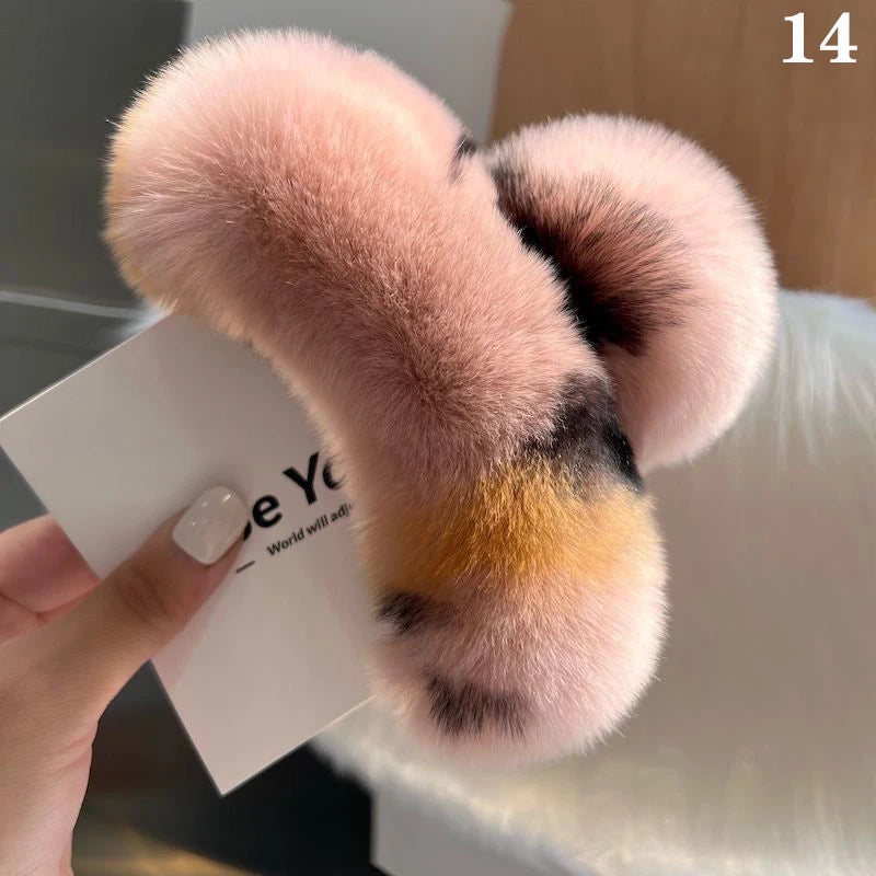 Winter Faux Fur Hair Claw Rabbit Hair Hairpins Plush Hair Clip Barrette Crab Headwear For Women Girls Hair Accessories