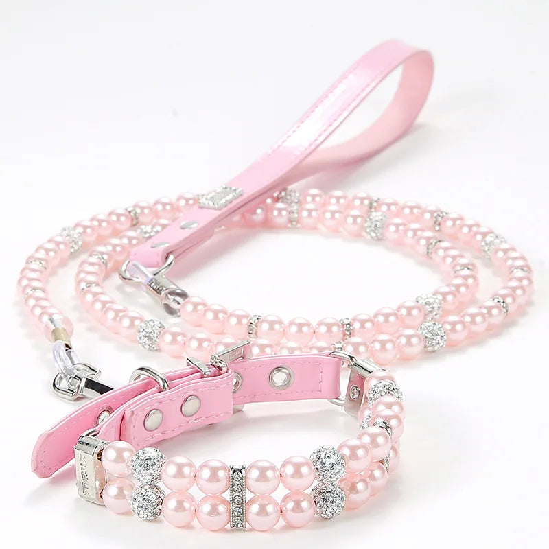 Pet Leash Collar Jewelry Pearl Cat Necklace Small and Medium-sized Dog Harnesses Supplies Wholesale
