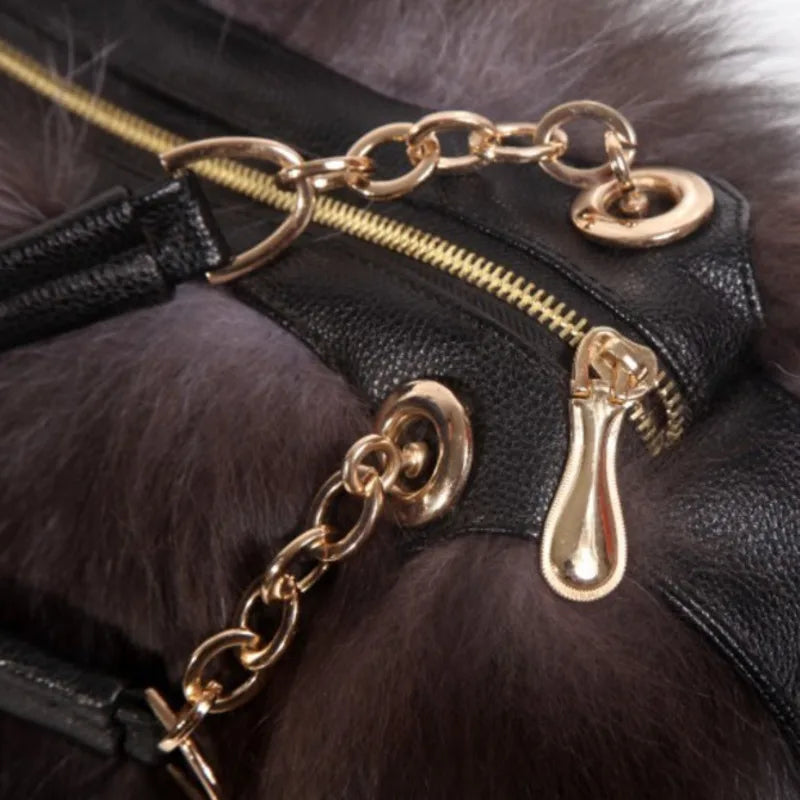 Real Fur Women Handbags Women Luxury Fox Fur Bag Fashion Female Furry Handbag Real Leather Evening Bag Natural Fur Shoulder Bag