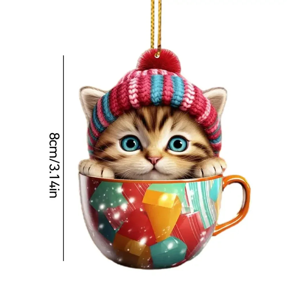 Christmas Tree Cat Pendant - Acrylic Fun Christmas Decorations Party Supplies