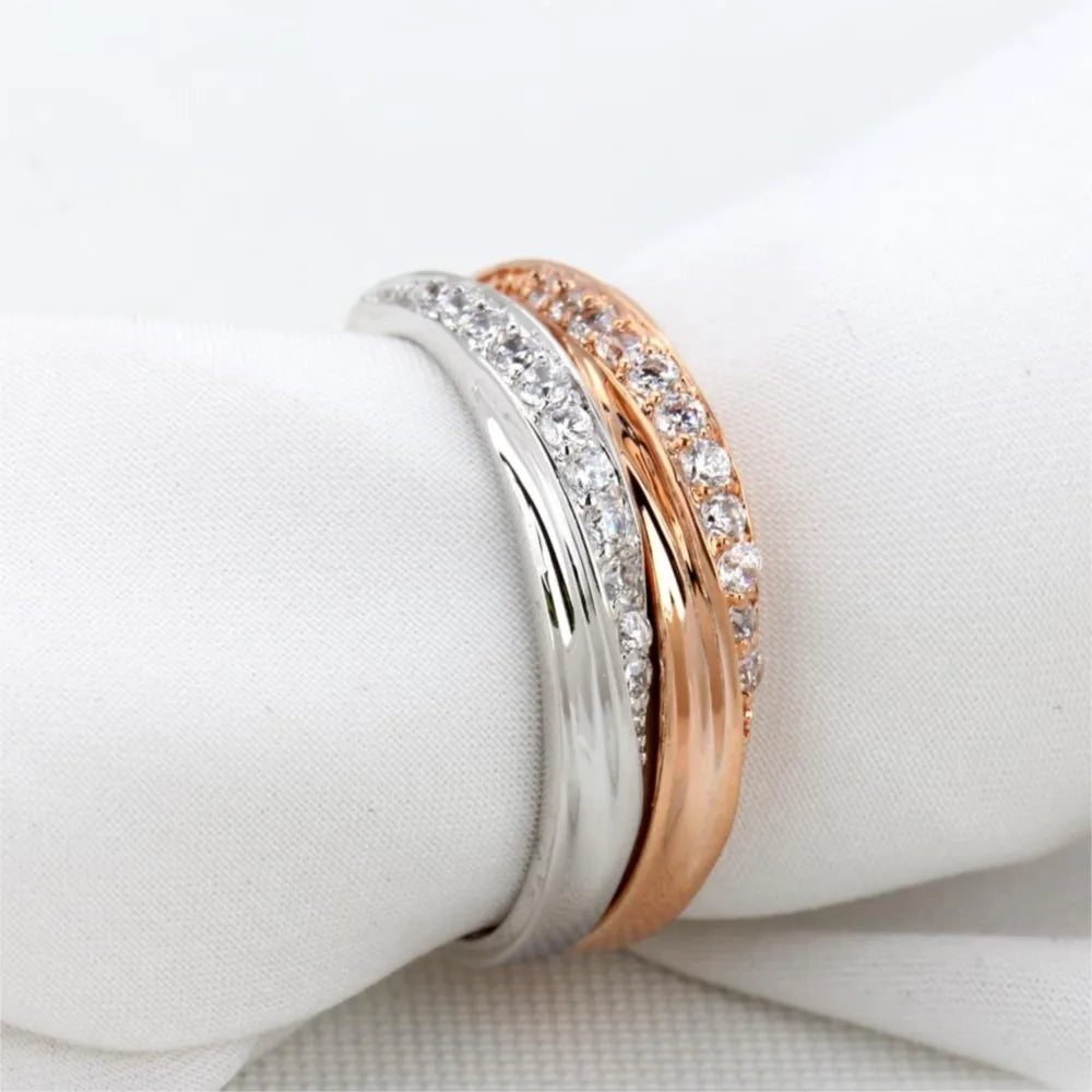 Engagement Wedding Rings For Women Promise Dainty Ring Fashion Jewellry Simple Rose Gold Color Zirconia Jewelry Female R314