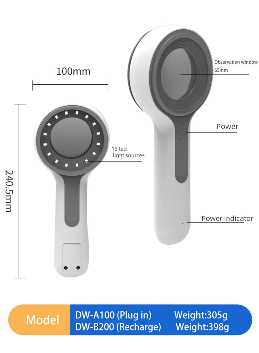 Skin Analyzer Skin Examination Beauty Test Medical Wood's Lamp Dermoscope Medical Woods Lamp Skin Analysis Vitiligo Detector