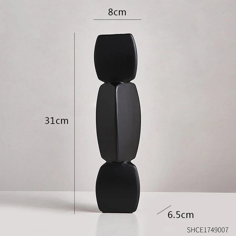 Modern Minimalist Black Vase - Nordic Style Home Decor Art Ornament for Living Room