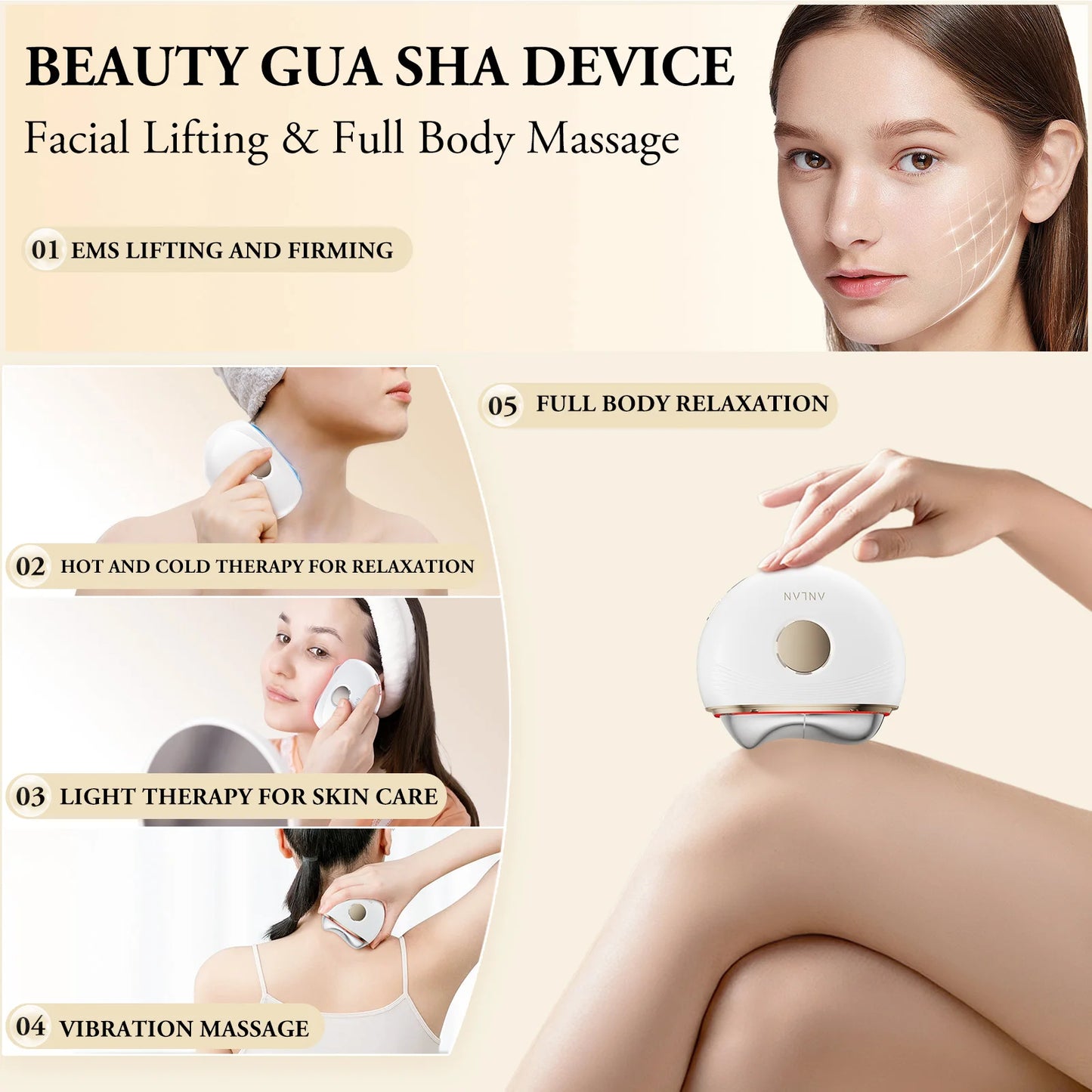 Electric Guasha Massager - EMS Face Lifting Anti-Aging Firming Skincare Device