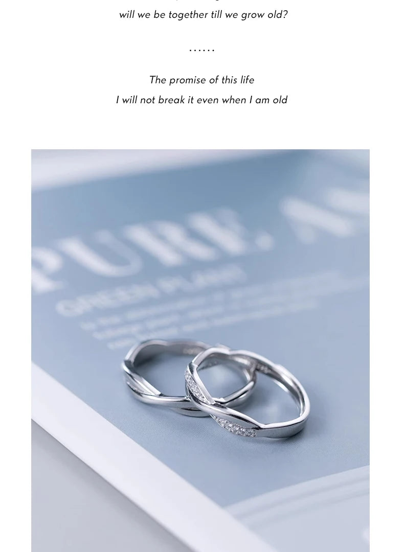 Luxe Engagement Ring for Women Men 925 Sterling Silver Shining Zircon Adjustable Open Ring Fine Jewelry Bijoux