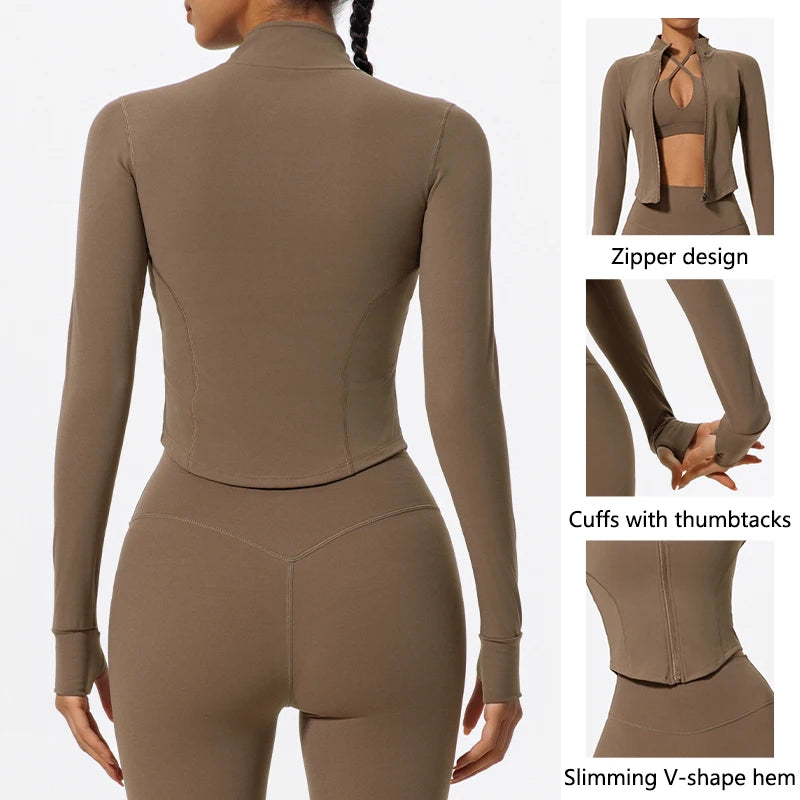 Ultra-Soft Fabrics Casual Tight Sports Jackets Women Zipper Yoga Clothes Quick-Dry Long Sleeve SPORTSWEAR REVOLUTION