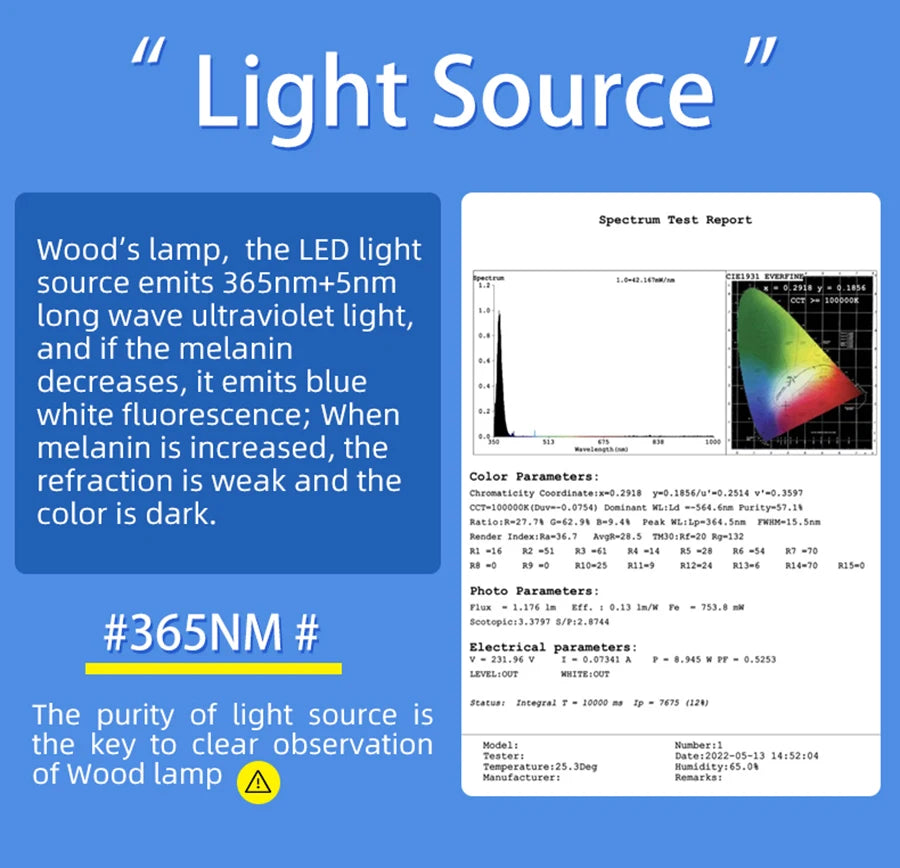 Skin Analyzer Skin Examination Beauty Test Medical Wood's Lamp Dermoscope Medical Woods Lamp Skin Analysis Vitiligo Detector