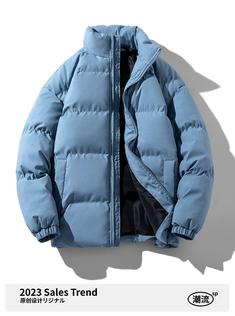 Autumn and Winter Puffer Jacket Men Vintage Warm High Neck Zipper Design Cotton-Padded Coat SINOBILLOW