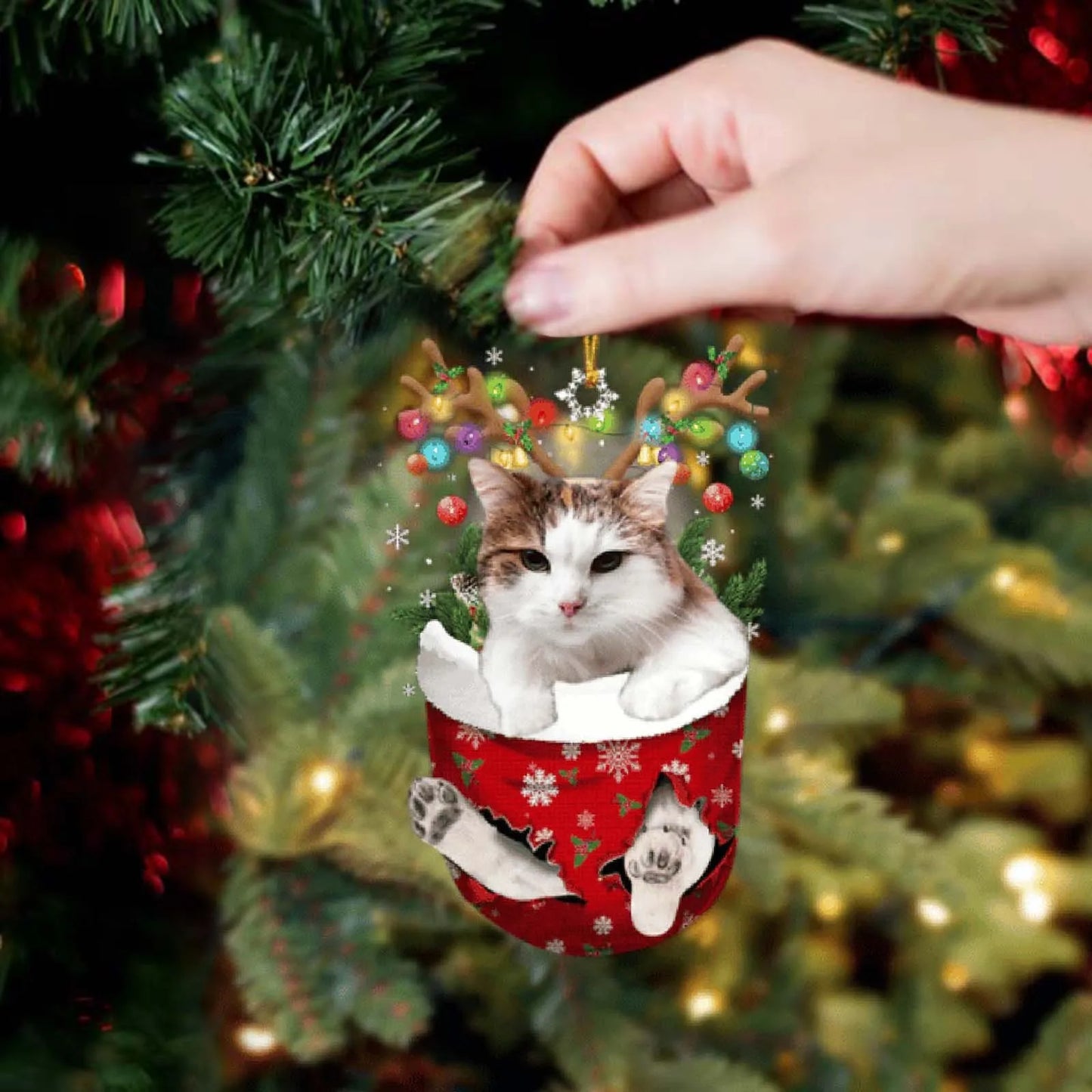 Cartoon Cat Christmas Decoration - Cute Hanging Xmas Tree Pendant for Home Party Car Decor