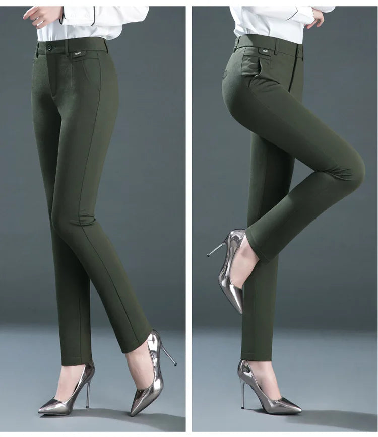 Multiple Pockets Y2k Clothes Straight Leg Pants Elegant Woman Dress Pants Women's Stretch Casual Trousers Clothing