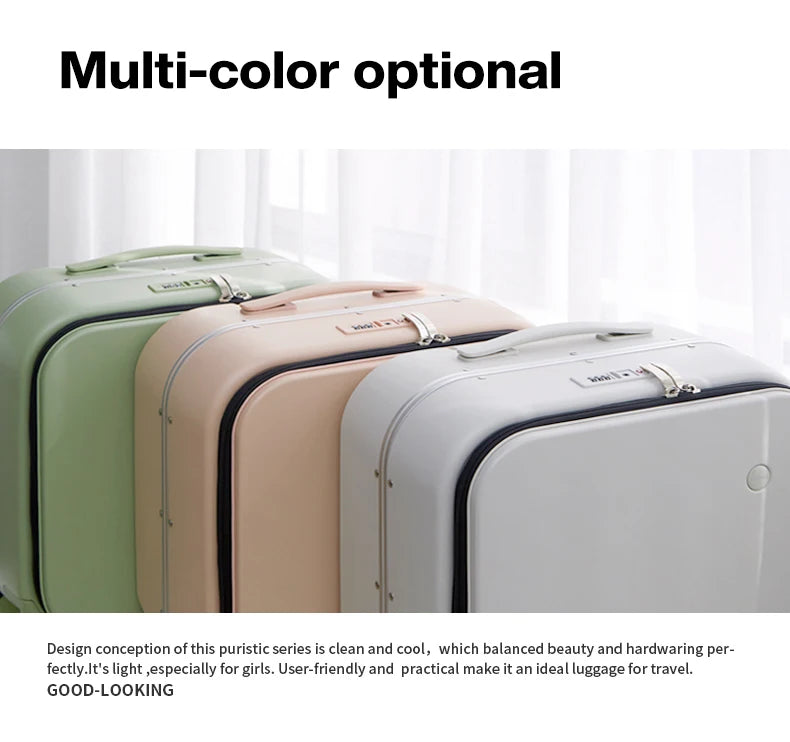 Mixi New Patent Design Carry On Suitcase Women 18 Inch Rolling Luggage Men Polycarbonate Aluminum Frame Elegant Noble