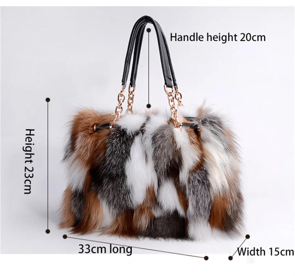 2026 New Clothing Designer Luxury Soft Fox Hair High-end Handbag Fashion Large Capacity Charm Women's Special Fur Bag