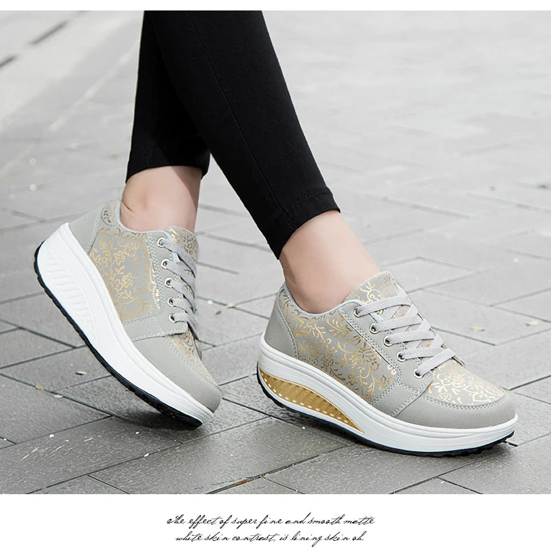 Women Leather Casual Sneakers Fashion Comfortable Platform Walking Shoes Wedge Moccasins Breathable Loafers Zapatos De Mujer