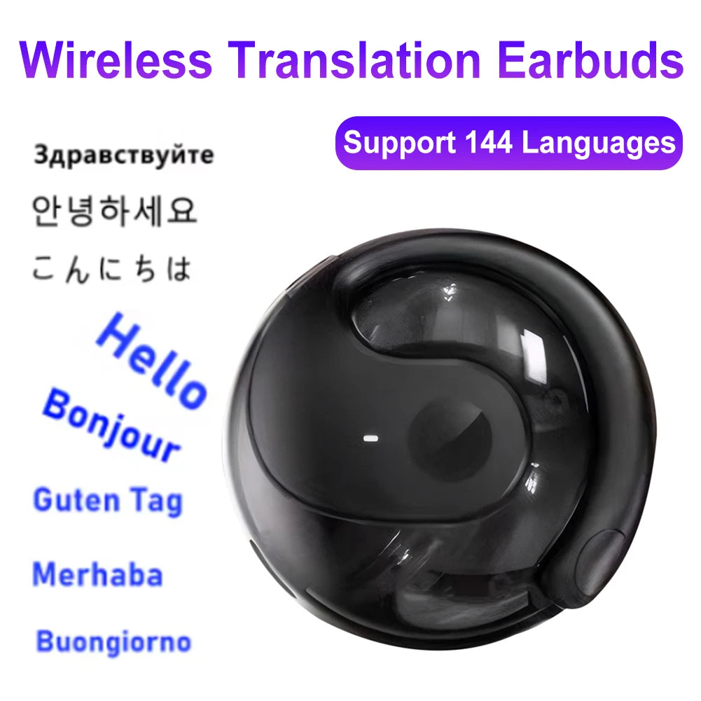 Wireless BT AI Translation Earbuds 99% Accuracy 144 Languages Real-time Language Translation Earphones Smart Voice Translator fo