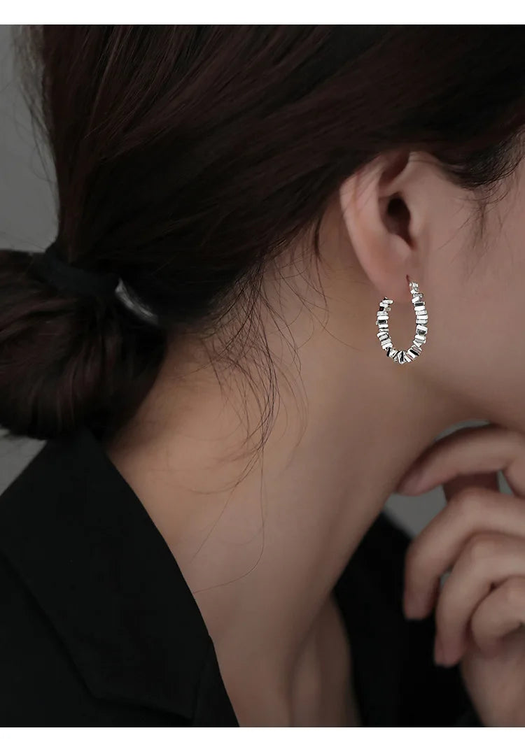 New 925 Sterling Silver Earrings Charming Minimalist Style Geometric Earrings Party Gift Women Fine Jewelry