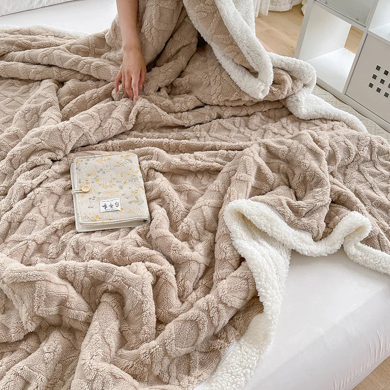 Double Thickened Throw Blanket Pile Tapestry Winter Warm Bed Cover Sofa Blanket Multifuntional Blanket Super Soft Cozy Blankets