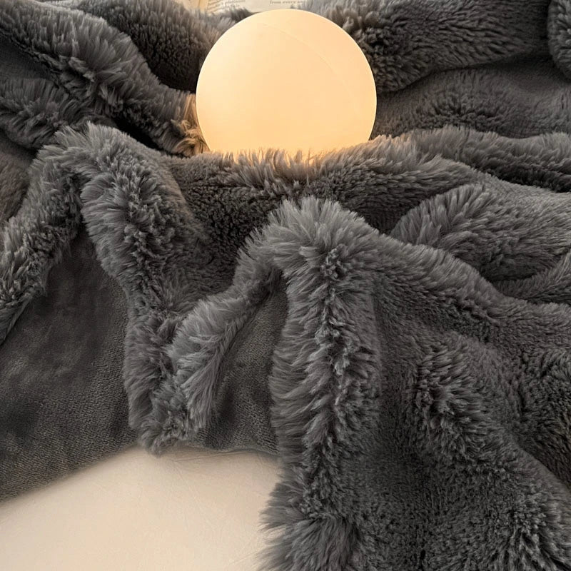 Luxury Faux Fur Rabbit Fur Thickened Blanket, Winter Soft Blanket Throw for Home Bed Sofa Cover 100X150cm 150X200cm 200X230cm