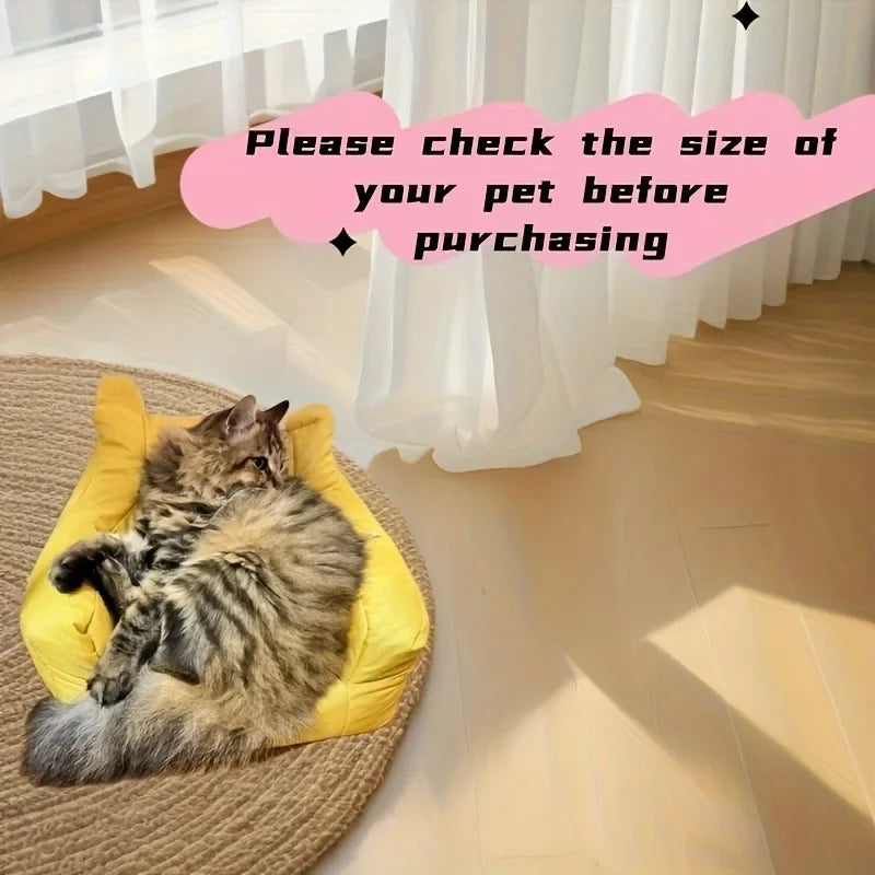 Cat Sofa Bed - Cartoon Design Detachable Washable Pet Furniture for Indoor Cats
