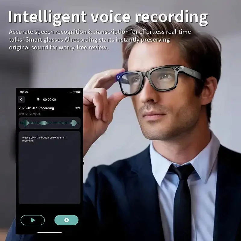 2026 Smart Glasses 8MP Camera WiFi Bluetooth Touch Control IP65 Waterproof AI Translation Noise Cancelling AI Glasses Women