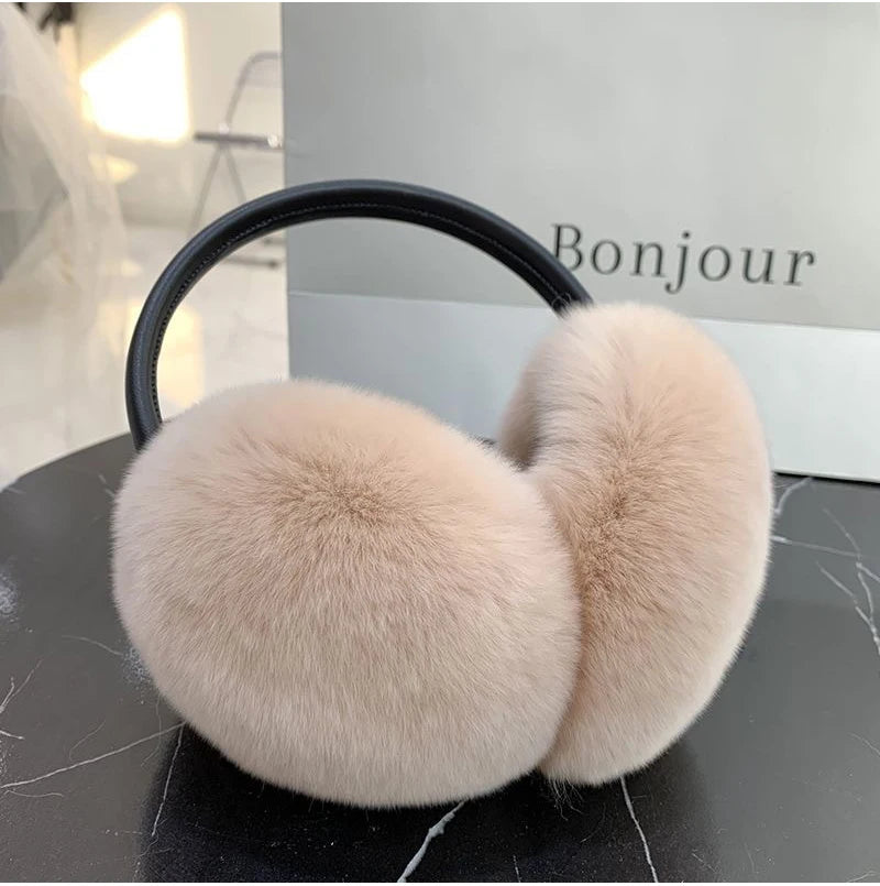 Natural 100% Rex Rabbit Fur Earmuffs Fashion Women Warm Russia Winter Real Fur Earmuffs Children Ear Cover fur Earlap Girl