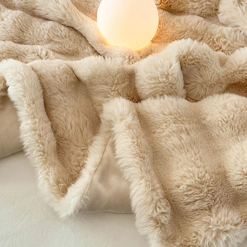 Luxury Faux Fur Rabbit Fur Thickened Blanket, Winter Soft Blanket Throw for Home Bed Sofa Cover 100X150cm 150X200cm 200X230cm