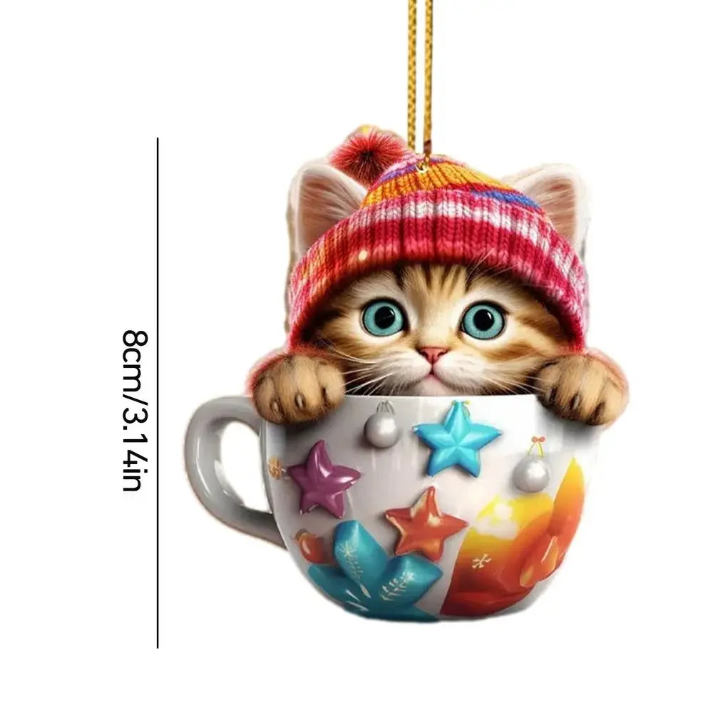 Christmas Tree Cat Pendant - Acrylic Fun Christmas Decorations Party Supplies