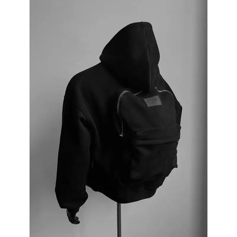 Viral Must Have Backpack Hoodie high street fashion three-dimensional backpack men clothing Y2K trend hoodie oversized casual sportswear