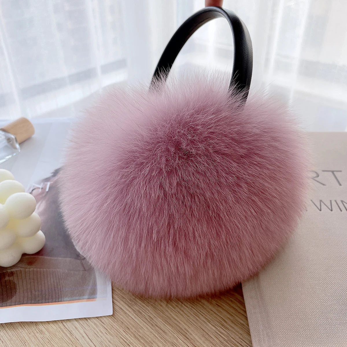 Winter Women Warm Real Fox Fur Earmuffs Girl's Earlap Ultra Large Ladies Plush Earmuff Luxury Ladies Fox Fur Earmuffs