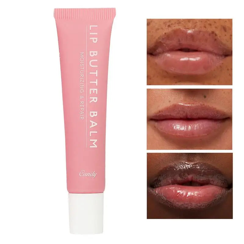 Crystal Lip Butter Balm - Moisturizing Jelly Oil Lipgloss with Brown Sugar Cherry Pink Tints