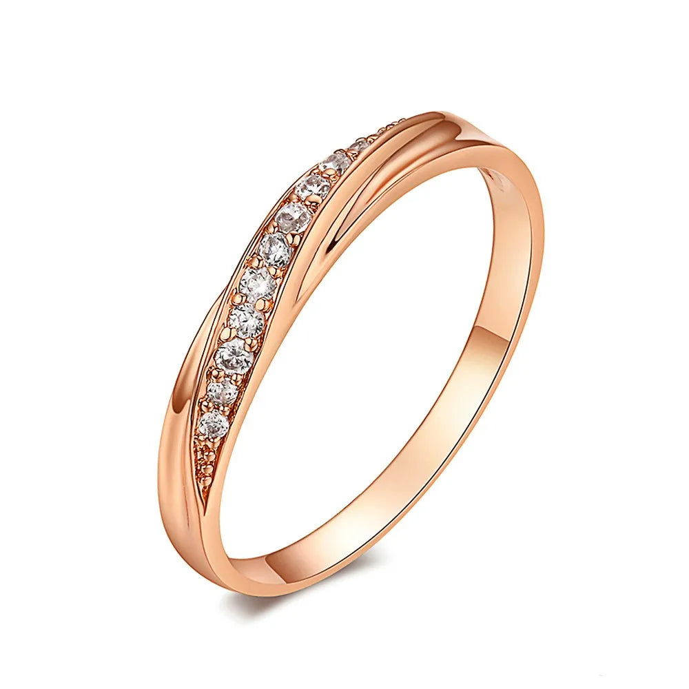 Engagement Wedding Rings For Women Promise Dainty Ring Fashion Jewellry Simple Rose Gold Color Zirconia Jewelry Female R314