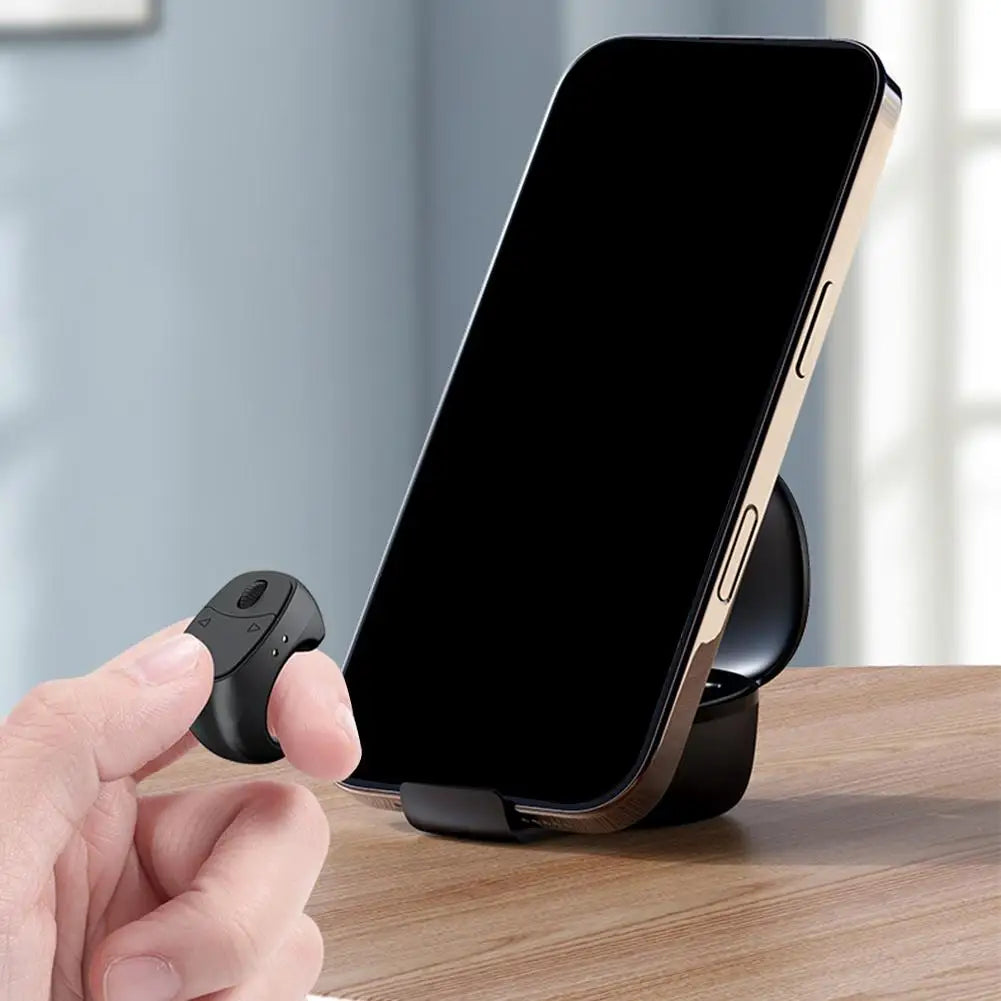Bluetooth Ring Remote Control One Click Selfie Page Turning Roller Fingertip Controller for Phone Liking Scrolling Hands Free
