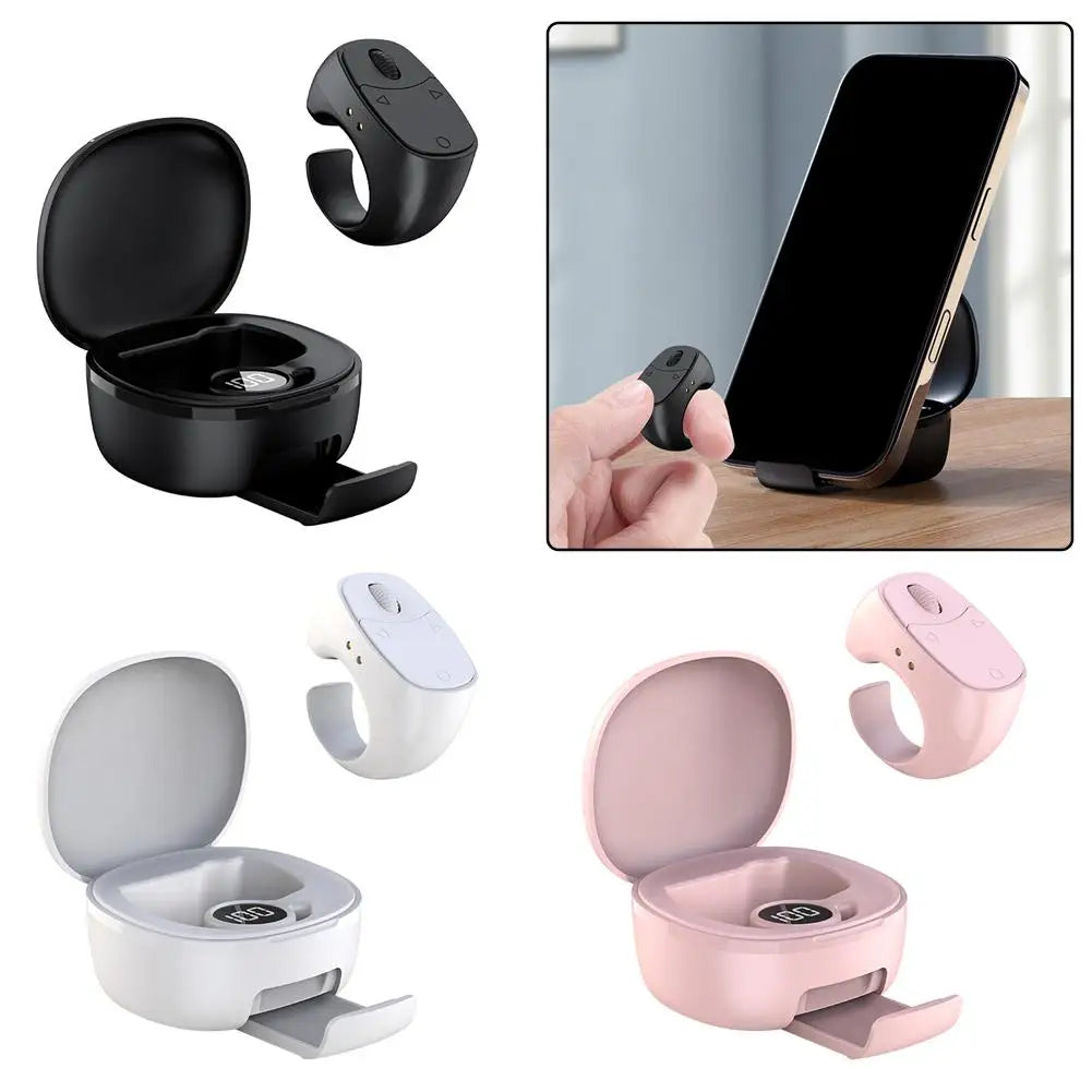 Bluetooth Ring Remote Control One Click Selfie Page Turning Roller Fingertip Controller for Phone Liking Scrolling Hands Free