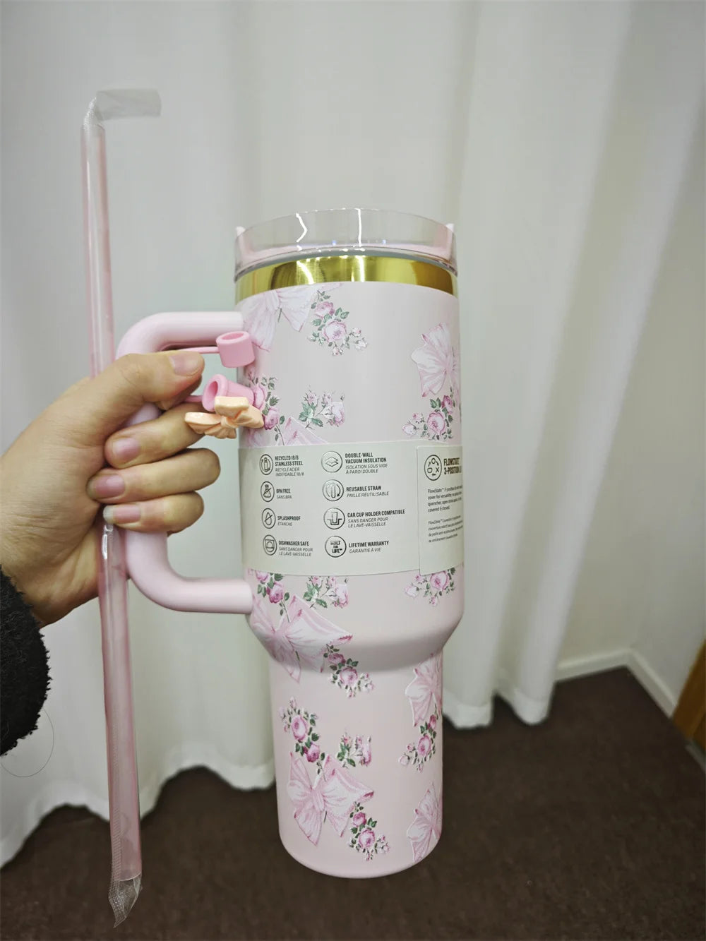 2025 Real Pictures Tumblers With Handle Car Mugs Insulated Tumbler With Lids Straw Stainless Steel Coffee Tumbler Termos Cups
