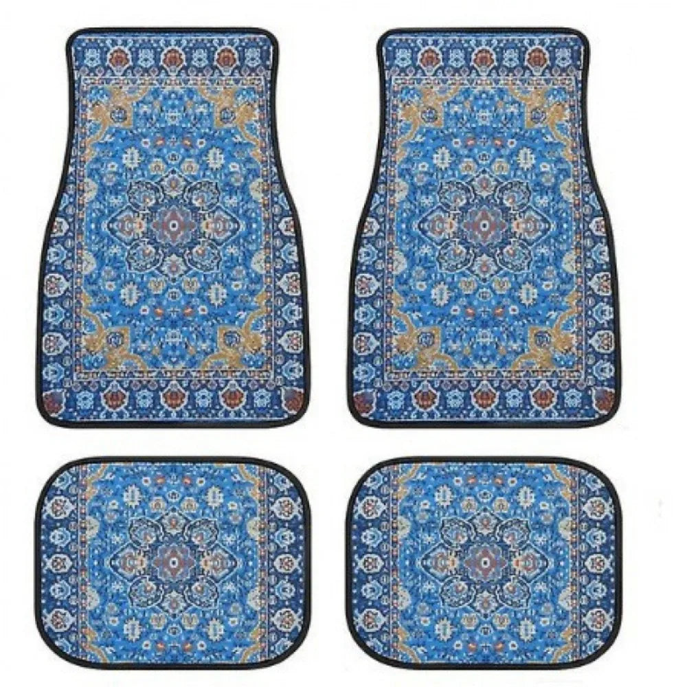 4Pcs Bohemian Car Floor Mats Rubber Back Heavy Duty Persian Carpet Dirty Resistant Car Decoration Car Floor Protector Rugs
