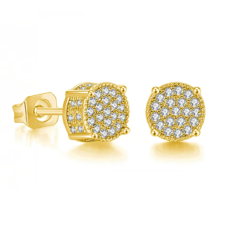 Luxury Exquisite Men's And Women's Earrings, Gold color And Silver color Inlaid Crystal Zircon Fashion Hip Hop Party Jewelry G