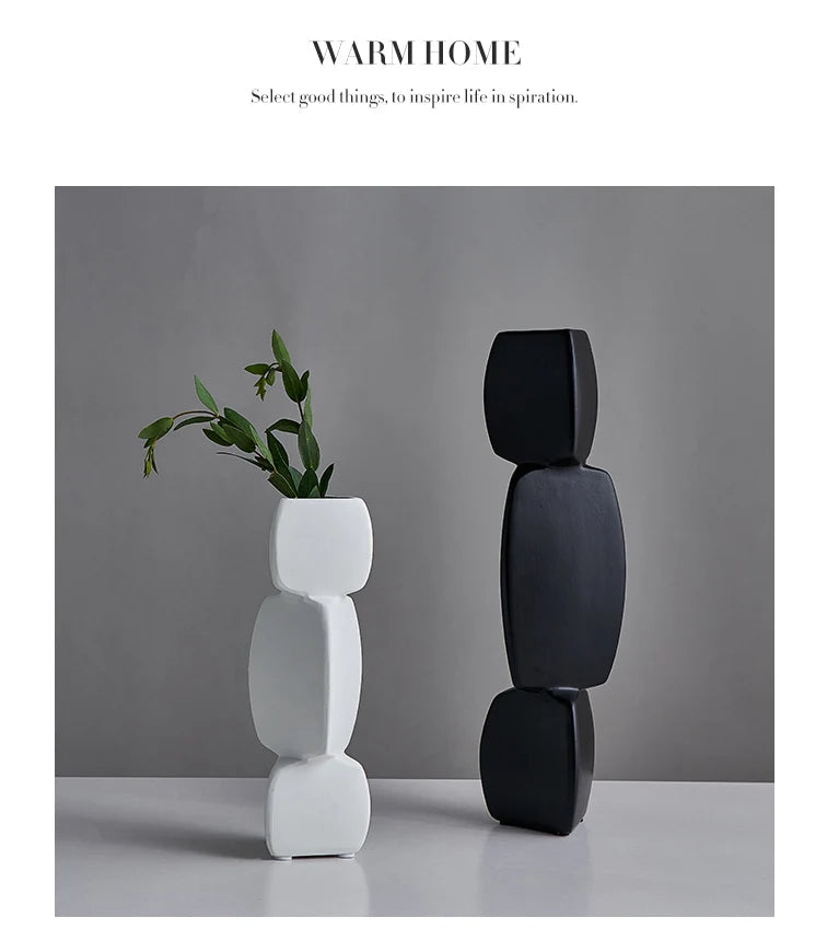 Modern Minimalist Black Vase - Nordic Style Home Decor Art Ornament for Living Room