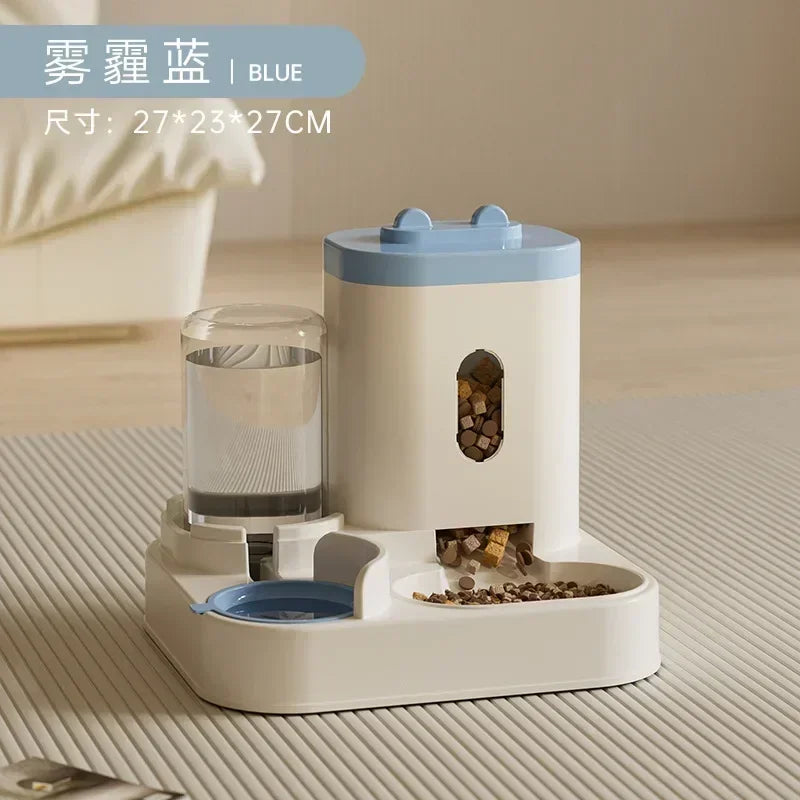 Automatic Pet Feeder with Water Fountain - Large Dispenser for Cats Dogs Puppy Kitten