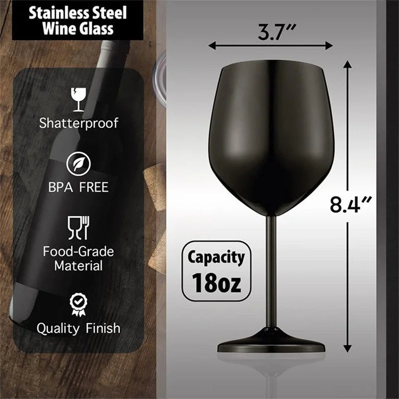 500ML Stainless Steel Red Wine Cocktail Glass Unbreakable Metal Tall Champagne Glass KTV Bar Goblet European style wine glass
