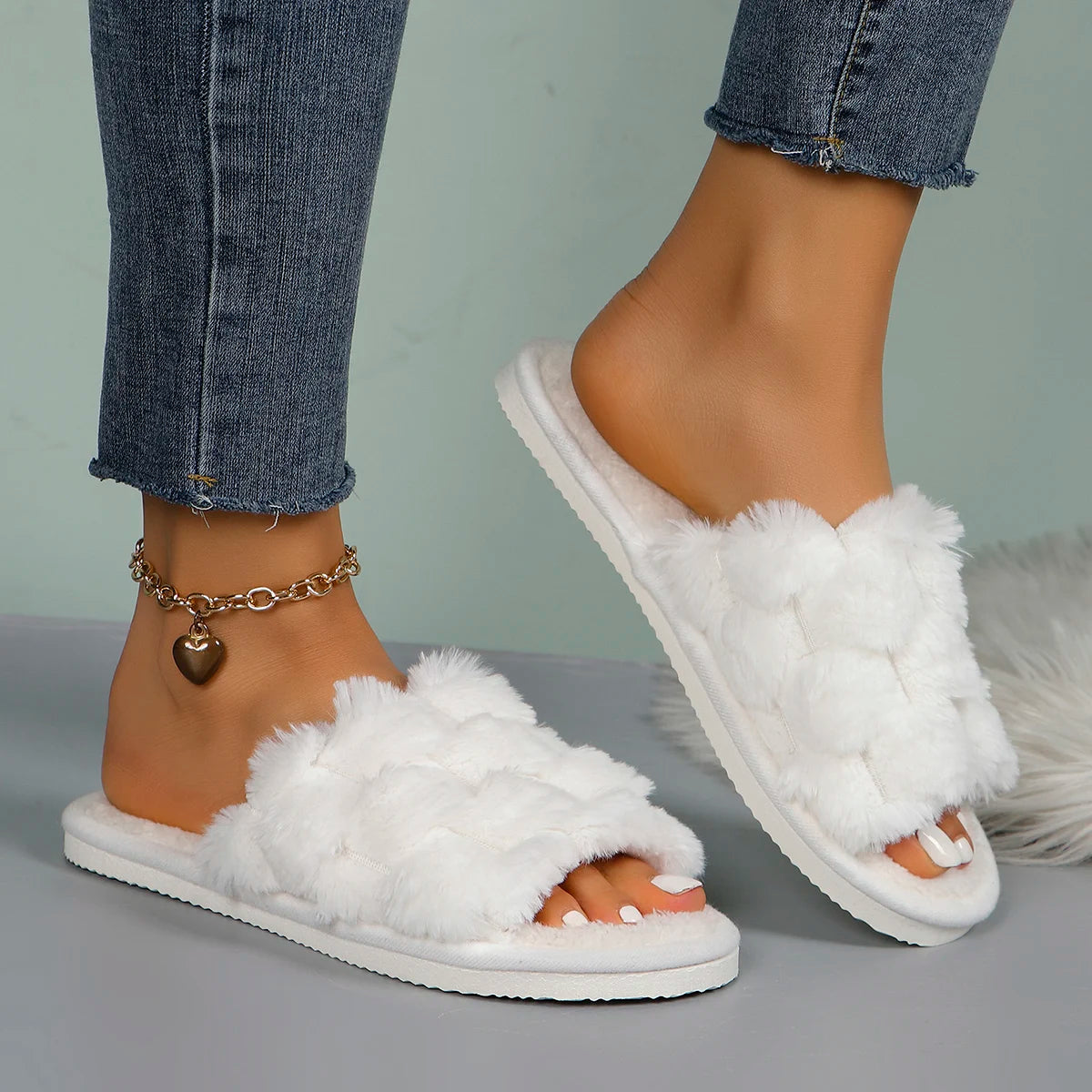 Open Turtle Plush Plush Slippers for Women Autumn and Winter Indoor Home Household Warm Slippers Comfortable and Breathable Slippers All Year Round Slippers Living Room Slippers Student Dormitory Slippers