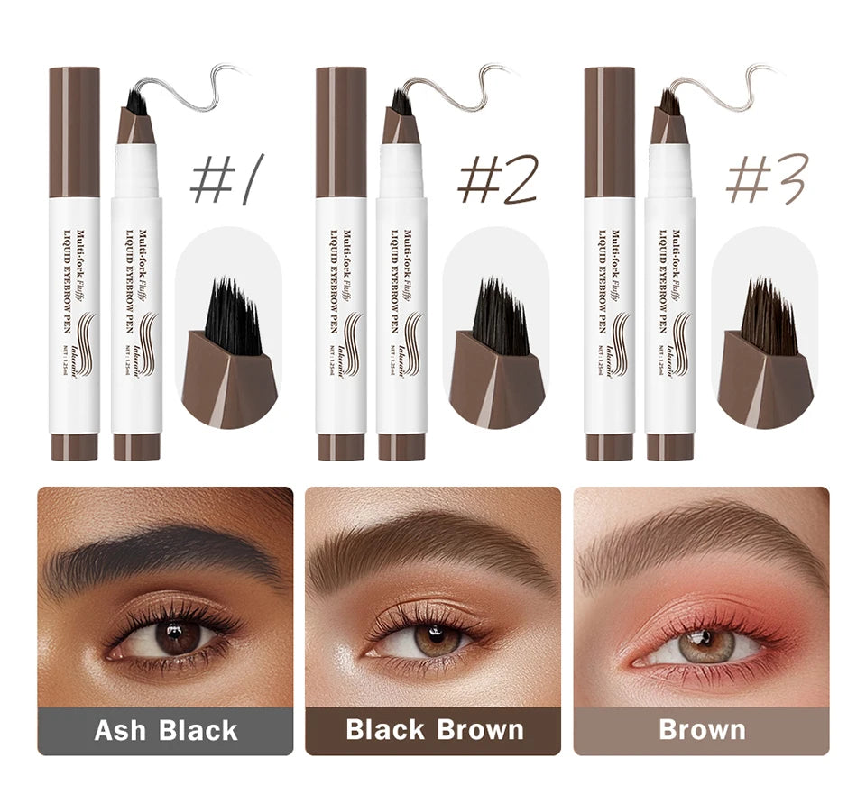 Long Lasting 4D Eyebrow Pen Multi Forks Liquid Pen Tip Fine Sketch Liquid Tattoo Brow Waterproof Precise Makeup