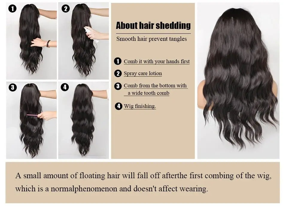 Brown Blonde Ombre Natural Hair Wigs for Women Long Wavy With Dark Roots Synthetic Wig for Women Heat Resistant Coaplay Wigs