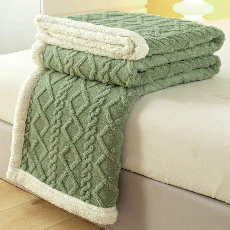 Double Thickened Throw Blanket Pile Tapestry Winter Warm Bed Cover Sofa Blanket Multifuntional Blanket Super Soft Cozy Blankets