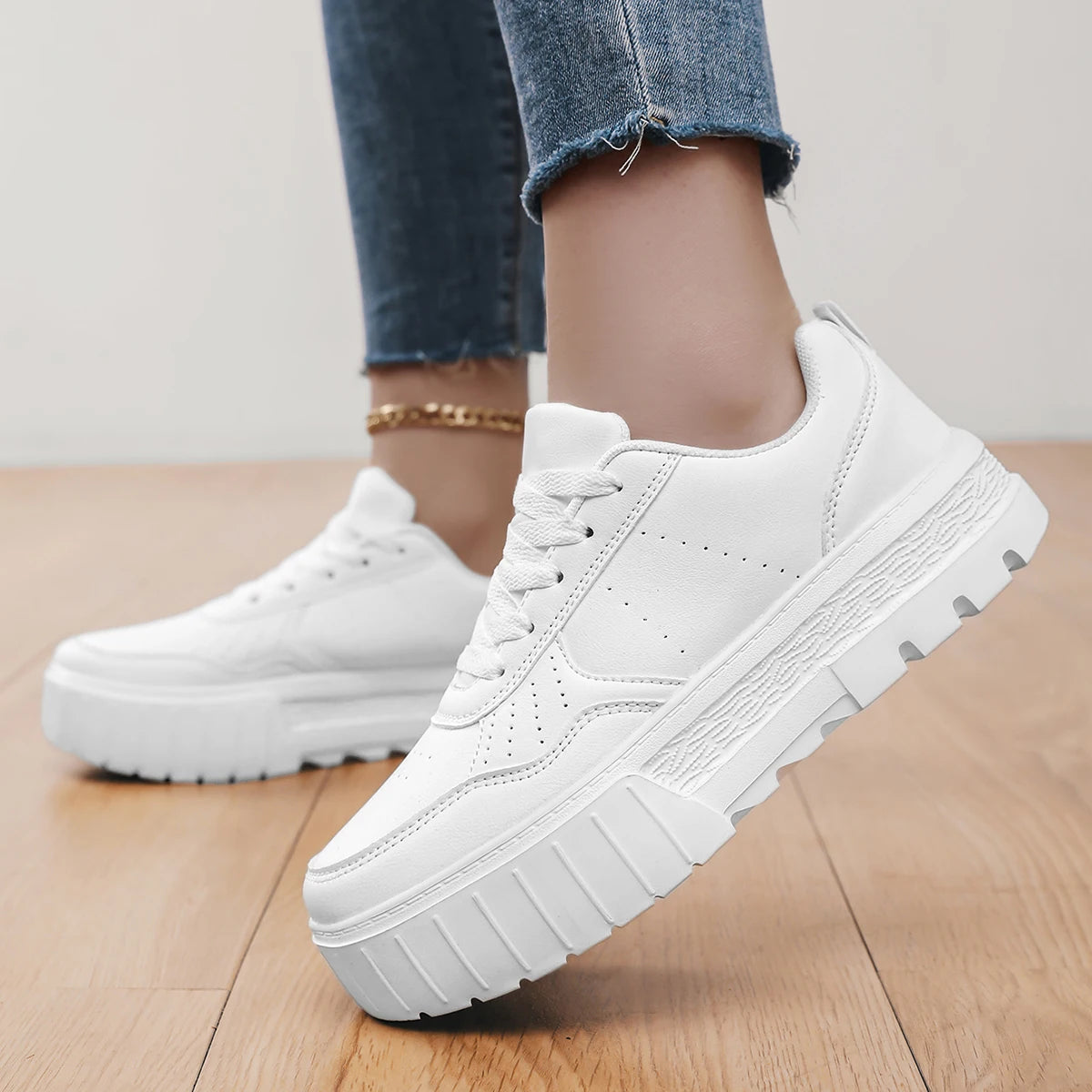 Women Casual Sneakers PU Leather Platform Sneakers for Women Classics Comfort Skateboarding Shoes Non-Slip Free Shipping