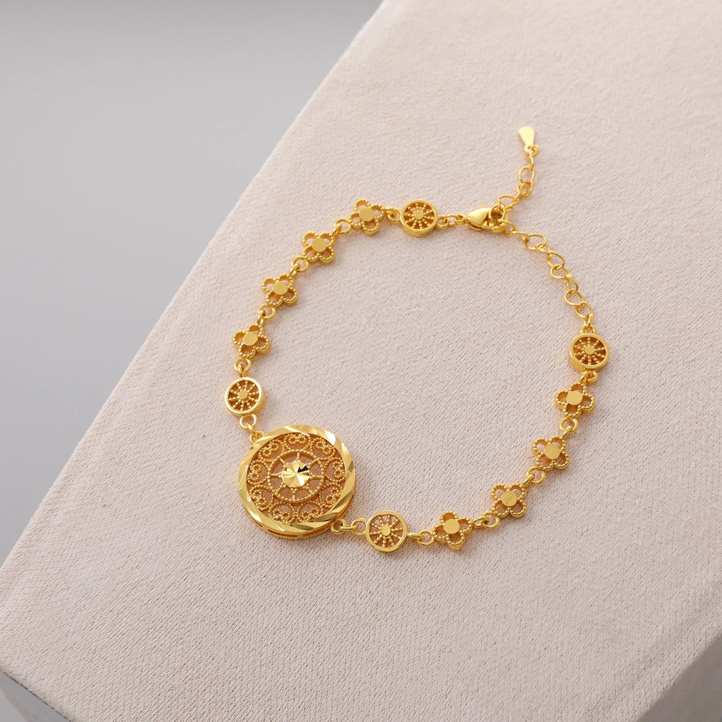 Dubai Gold Plated Necklace Earrings Ring Bracelet Arabian Traditional Vintage Jewelry Women's Set Bridal Wedding Jewelry