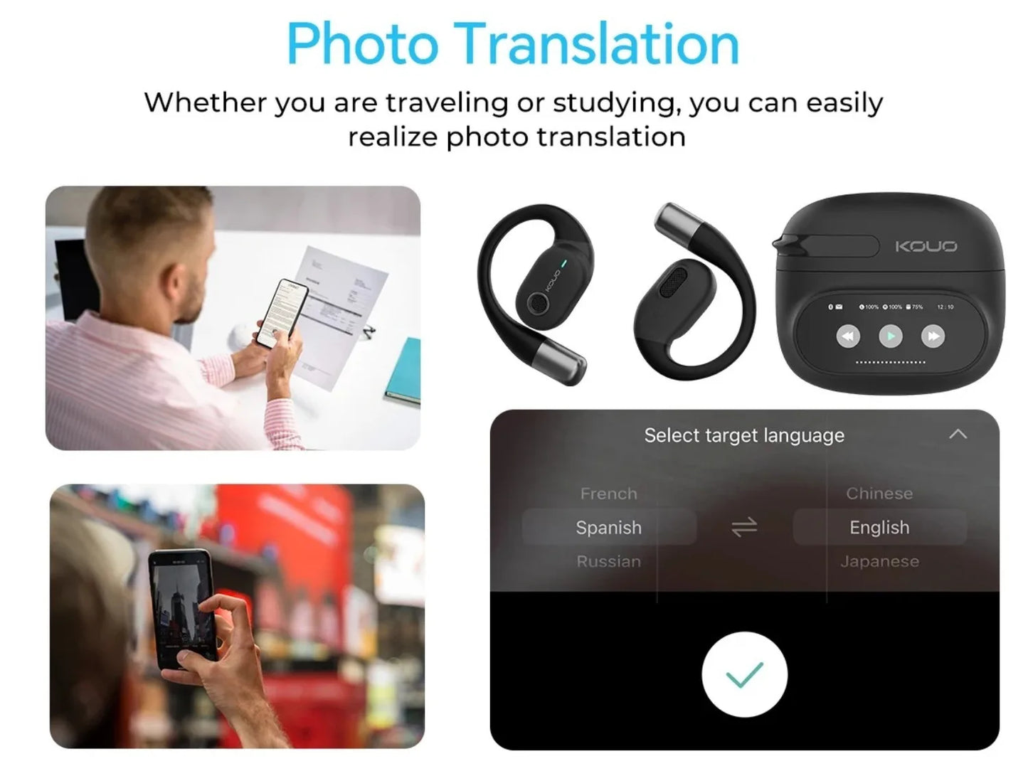 2026 Smart Translator Earbuds – 164 Languages, Bluetooth 5.4, Real-Time Voice Translation